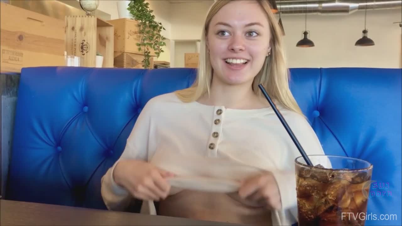 Watch for free Amber Moore shows tits and pussy in cafe and supermarket online without registration
